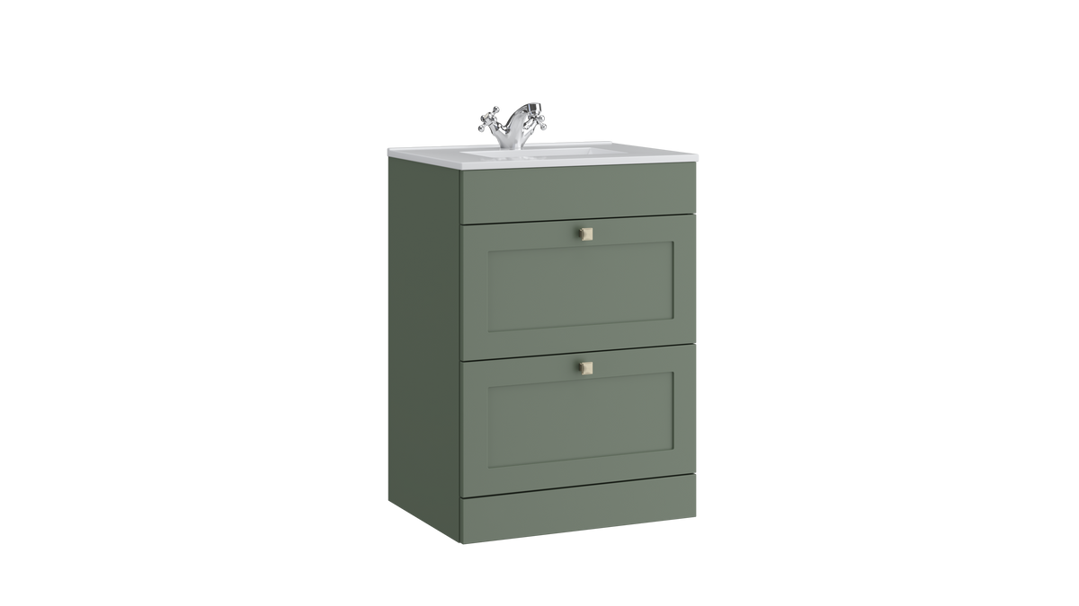 Sanctuary 600mm 2 Drawer Floor Standing Unit Matt White