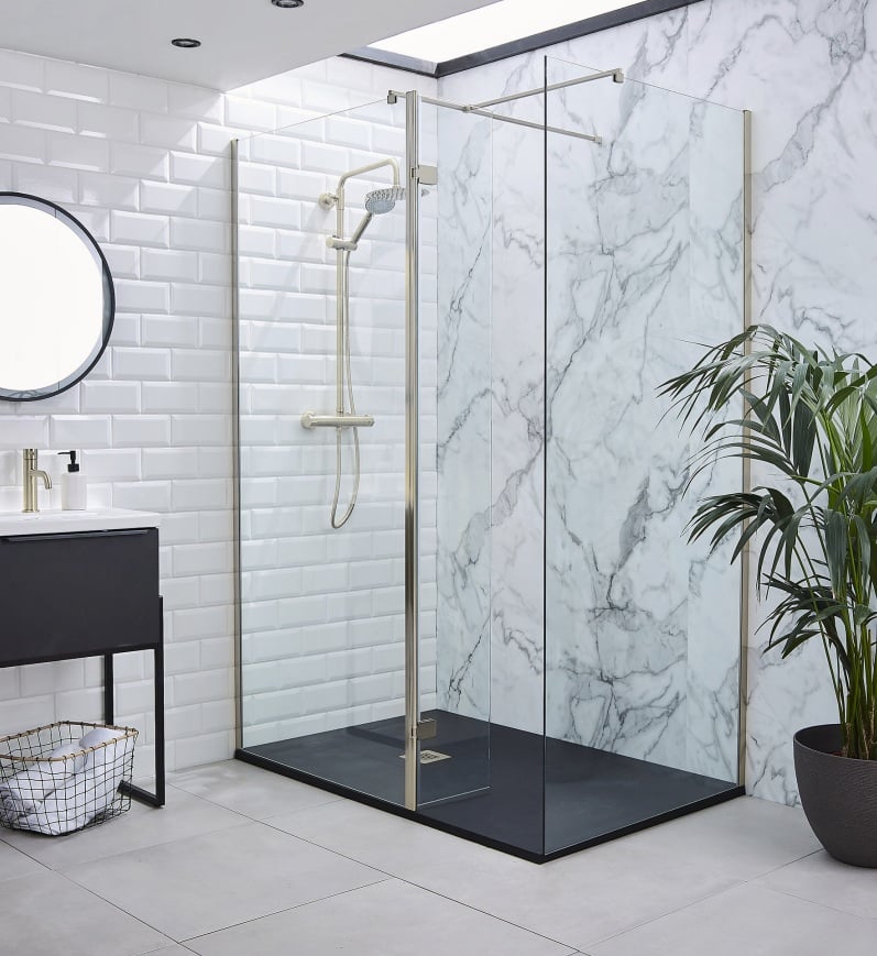 Brushed Nickel Wetroom Profile Kit - 1000mm
