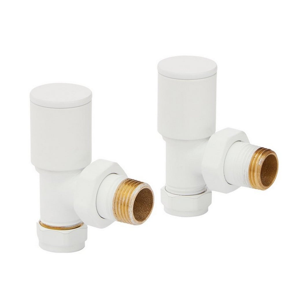 White Radiator Valve Angled 15mm (Pair)