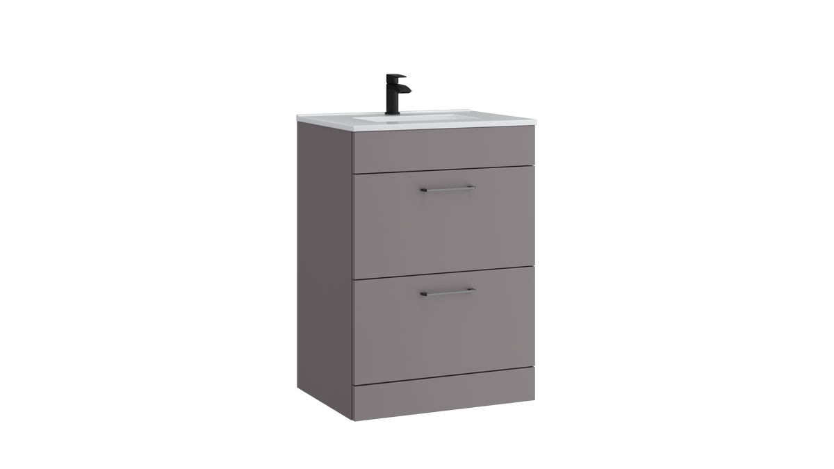 Dove 600mm 2 Drawer Floor Standing Unit Slate Grey