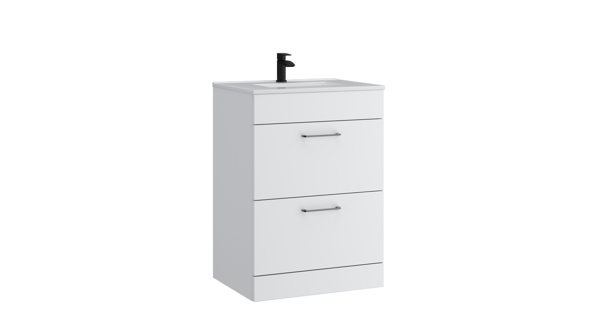 Dove 600mm 2 Drawer Floor Standing Unit Matt White