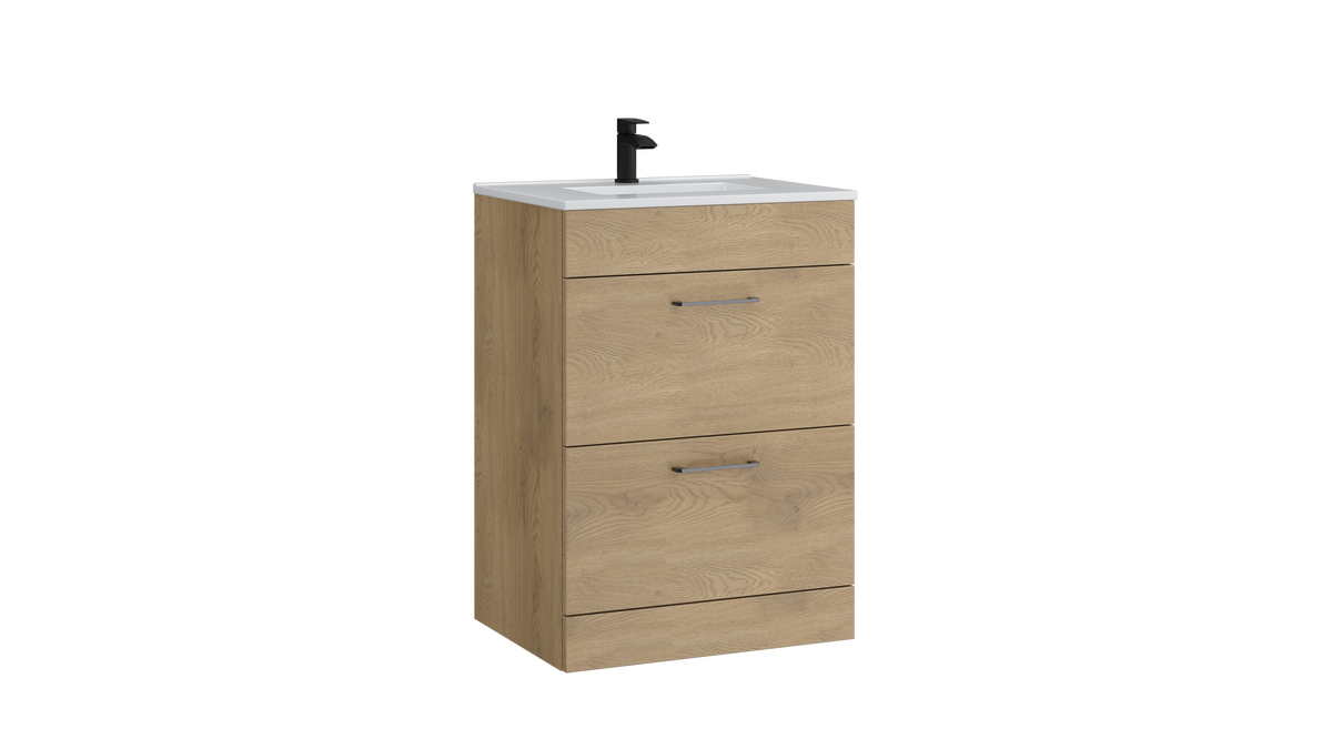 Dove 600mm 2 Drawer Floor Standing Unit Torro Oak