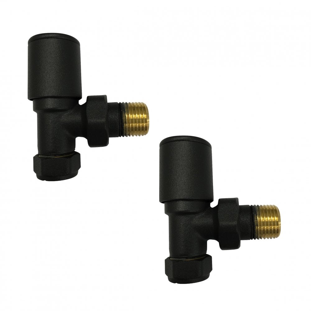 Black Radiator Valve Angled 15mm (Pair)