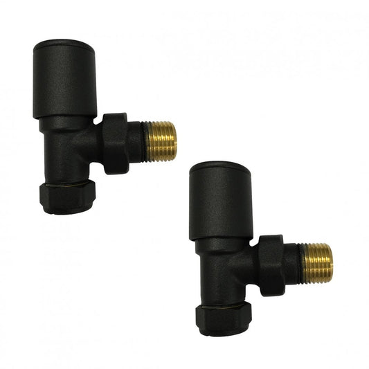Black Radiator Valve Angled 15mm (Pair)