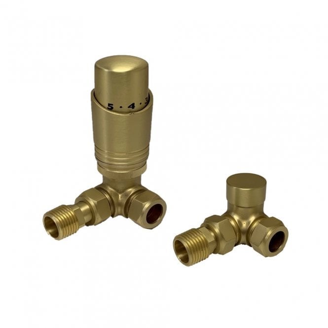 Design Twin Pack TRV, Brushed Brass, Corner