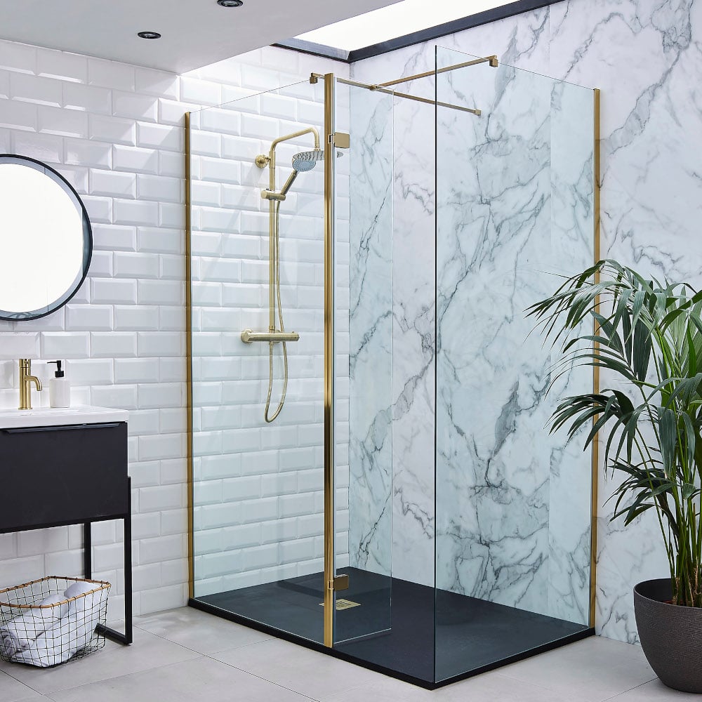 Brushed Brass Wetroom Profile Kit - 800mm