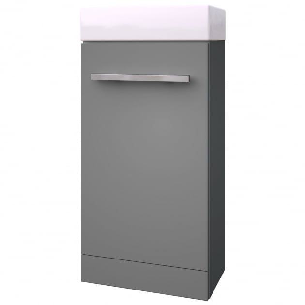 Cloakroom Unit & Basin - Storm Grey Gloss