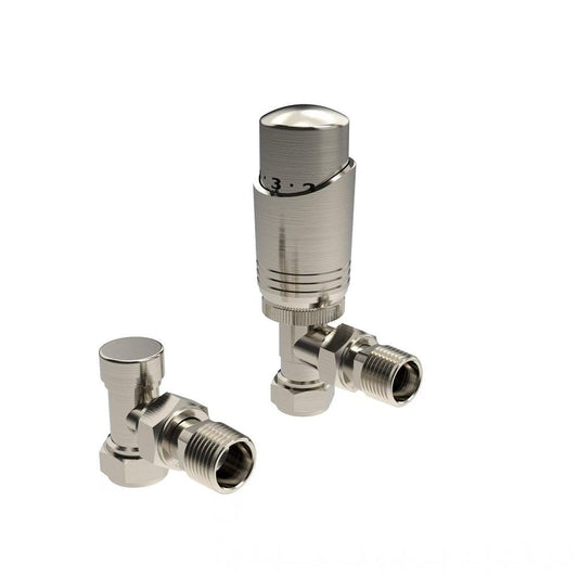 Design Twin Pack TRV, Brushed Nickel, Angled