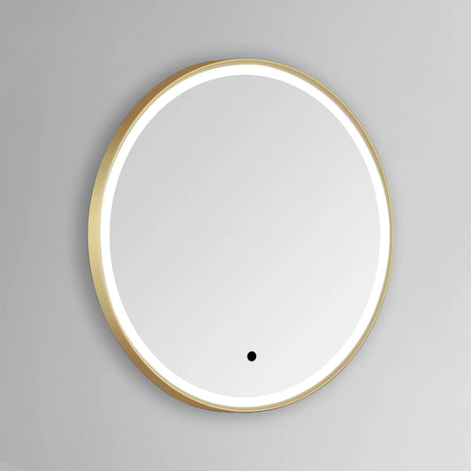 Ottone Round 600MM LED MIRROR ANTI-FOG • • 3 TONE AMBIENT LIGHTING • BRUSHED BRASS FRAME • SENSOR SWITCH