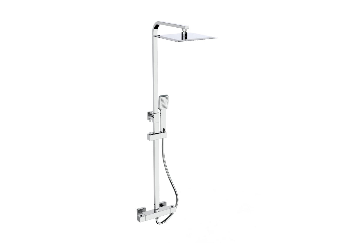 Pure Thermostatic Bar Shower with Ultra Slim Stainless Shower Drencher and Sliding Handset