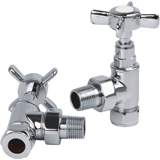 Traditional Cross Head Rad Valve Angled (Pair)